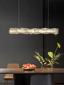 GobekUsa Glass Chandelier LED Ceiling Light Fixture Modern for Living Room Hotel Dining Hall