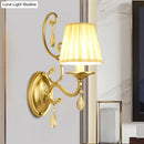 GobekUsa Modern Gold Fabric Wall Sconce - Tapered Surface Design - Bedroom Light Fixture
