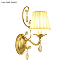 GobekUsa Modern Gold Fabric Wall Sconce - Tapered Surface Design - Bedroom Light Fixture