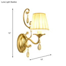 GobekUsa Modern Gold Fabric Wall Sconce - Tapered Surface Design - Bedroom Light Fixture
