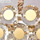 GobekUsa 12-Head Gold Suspension Lighting Fixture: Oval Faceted Crystal Island Pendant, Postmodern Design