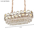 GobekUsa 12-Head Gold Suspension Lighting Fixture: Oval Faceted Crystal Island Pendant, Postmodern Design