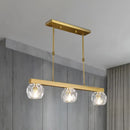 GobekUsa Minimalist Gold Island Pendant Light with Faceted Crystal Sphere and Linear Design - 3/4 Lights Hanging Lamp Kit