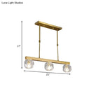 GobekUsa Minimalist Gold Island Pendant Light with Faceted Crystal Sphere and Linear Design - 3/4 Lights Hanging Lamp Kit