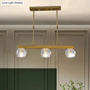 GobekUsa Minimalist Gold Island Pendant Light with Faceted Crystal Sphere and Linear Design - 3/4 Lights Hanging Lamp Kit