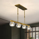 GobekUsa Minimalist Gold Island Pendant Light with Faceted Crystal Sphere and Linear Design - 3/4 Lights Hanging Lamp Kit