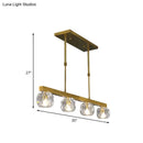 GobekUsa Minimalist Gold Island Pendant Light with Faceted Crystal Sphere and Linear Design - 3/4 Lights Hanging Lamp Kit