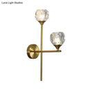 GobekUsa Simple Style Faceted Crystal 2-Head Gold Wall Mounted Lighting