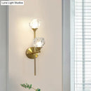 GobekUsa Simple Style Faceted Crystal 2-Head Gold Wall Mounted Lighting