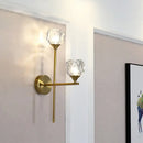 GobekUsa Simple Style Faceted Crystal 2-Head Gold Wall Mounted Lighting