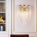 GobekUsa Modern Clear Crystal Wall Sconce Lamp with 2 Bulbs - Gold Finish