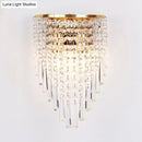 GobekUsa Modern Clear Crystal Wall Sconce Lamp with 2 Bulbs - Gold Finish