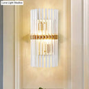 GobekUsa Modern Clear Crystal Wall Sconce - Stylish 2 Light Gold Finish for Living Room