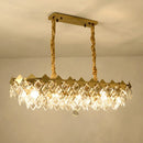 GobekUsa Modern Gold Finish Crystal Chandelier - 10 Bulbs Oval Island Ceiling Light Fixture