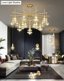 GobekUsa Crystal Diamond Island Pendant Light with LED and Modern Gold Finish