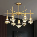 GobekUsa Crystal Diamond Island Pendant Light with LED and Modern Gold Finish