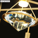 GobekUsa Crystal Diamond Island Pendant Light with LED and Modern Gold Finish