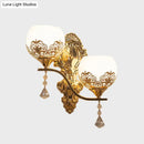GobekUsa Modern Dome Wall Sconce with Swirled Arm - Crystal Accent Lighting - Gold Finish, 2 Lights