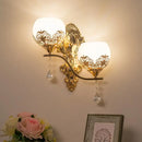 GobekUsa Modern Dome Wall Sconce with Swirled Arm - Crystal Accent Lighting - Gold Finish, 2 Lights