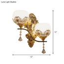 GobekUsa Modern Dome Wall Sconce with Swirled Arm - Crystal Accent Lighting - Gold Finish, 2 Lights