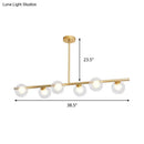GobekUsa Nordic Metal 6-Head Linear Island Light with Gold Finish and Clear Glass Globes
