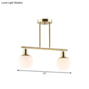 GobekUsa Modern Milk Glass Orb Linear Chandelier Pendant Light - 2/3 Heads, Gold Finish