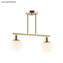 GobekUsa Modern Milk Glass Orb Linear Chandelier Pendant Light - 2/3 Heads, Gold Finish