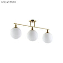 GobekUsa Modern Milk Glass Orb Linear Chandelier Pendant Light - 2/3 Heads, Gold Finish