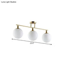 GobekUsa Modern Milk Glass Orb Linear Chandelier Pendant Light - 2/3 Heads, Gold Finish