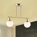 GobekUsa Modern Milk Glass Orb Linear Chandelier Pendant Light - 2/3 Heads, Gold Finish