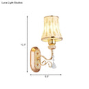 GobekUsa Modern Gold Finish Wall Lamp with Arc Wheat Patterned Glass