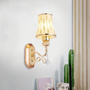 GobekUsa Modern Gold Finish Wall Lamp with Arc Wheat Patterned Glass