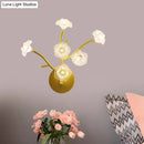 GobekUsa Modern Gold Wall Sconce: Floral Bedside Lamp with Transparent Glass and 6 Bulbs