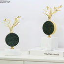 GobekUsa Gold-plated Flower Crystal Sculpture Desk Decoration Modern Crafts Room Decor
