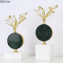 GobekUsa Gold-plated Flower Crystal Sculpture Desk Decoration Modern Crafts Room Decor