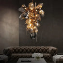 GobekUsa Glass Shades LED Chandelier Stairs Art Metal Lighting Luxe Chain Hanging Lamp