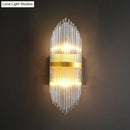GobekUsa Flute-shaped Wall Sconce with Clear Crystal Rods - Bedside Wall Light in Gold
