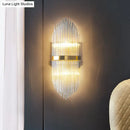 GobekUsa Flute-shaped Wall Sconce with Clear Crystal Rods - Bedside Wall Light in Gold