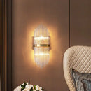GobekUsa Flute-shaped Wall Sconce with Clear Crystal Rods - Bedside Wall Light in Gold