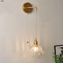 GobekUsa Clear Glass LED Wall Light with Pull Chain Switch for Modern Decor