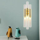 GobekUsa Modern Crystal Brass Flute Wall Mount Sconce Light Fixture for Living Room - 3 Lights