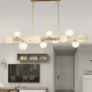 GobekUsa Traditional Spherical Frosted Glass Pendant Light - Gold, 7/12 Lights - Dining Room Island Lighting