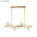 GobekUsa Traditional Spherical Frosted Glass Pendant Light - Gold, 7/12 Lights - Dining Room Island Lighting