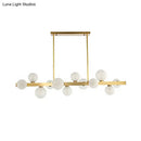 GobekUsa Traditional Spherical Frosted Glass Pendant Light - Gold, 7/12 Lights - Dining Room Island Lighting