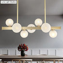 GobekUsa Traditional Spherical Frosted Glass Pendant Light - Gold, 7/12 Lights - Dining Room Island Lighting