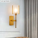 GobekUsa Modern Gold Wall Sconce Light Fixture with Frosted Glass Shade and Metal Pencil Arm
