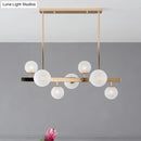 GobekUsa Contemporary Gold Frosted Glass Round Island Pendant Lighting - 7 Heads Fixture