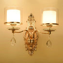 GobekUsa Modern Dual Cylinder 2-Light Gold Wall Sconce with Clear and Frosted Glass