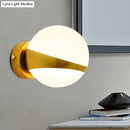GobekUsa Frosted Glass Wall Lamp with Gold Finish - Modern Spherical Design (1/2 Heads)