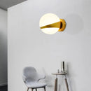 GobekUsa Frosted Glass Wall Lamp with Gold Finish - Modern Spherical Design (1/2 Heads)